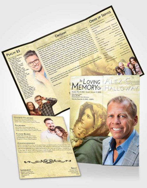 Obituary Funeral Template Gatefold Memorial Brochure At Dusk Mother Mary