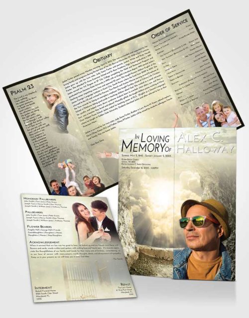 Obituary Funeral Template Gatefold Memorial Brochure At Dusk Rocky Gates to Heaven
