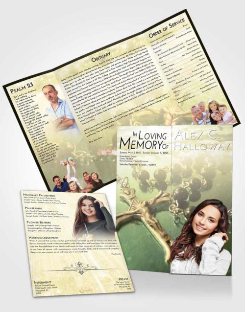 Obituary Funeral Template Gatefold Memorial Brochure At Dusk Rosary Faith