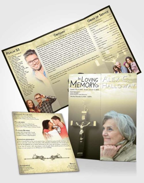Obituary Funeral Template Gatefold Memorial Brochure At Dusk Rosary Love
