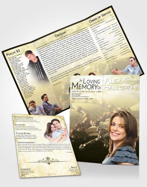 Obituary Funeral Template Gatefold Memorial Brochure At Dusk Rosary Prayer