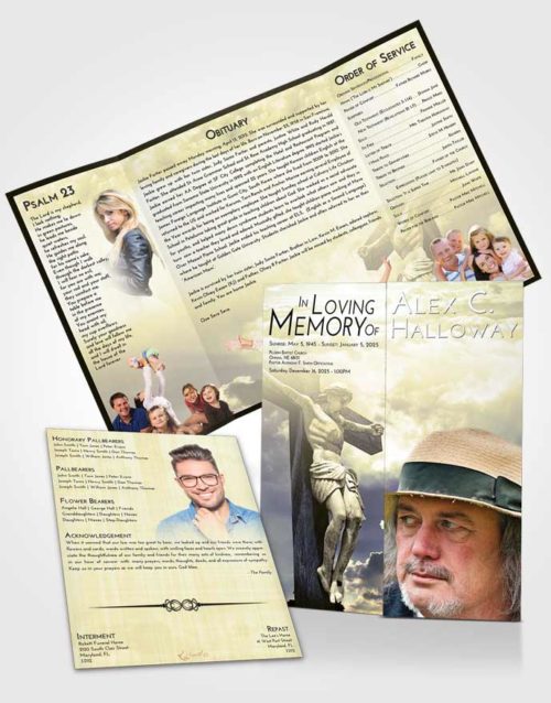Obituary Funeral Template Gatefold Memorial Brochure At Dusk Spiritual Cross