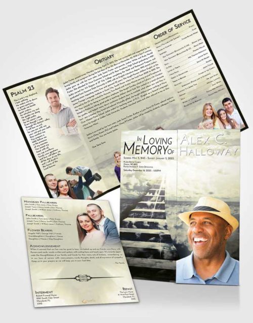 Obituary Funeral Template Gatefold Memorial Brochure At Dusk Stairway for the Soul