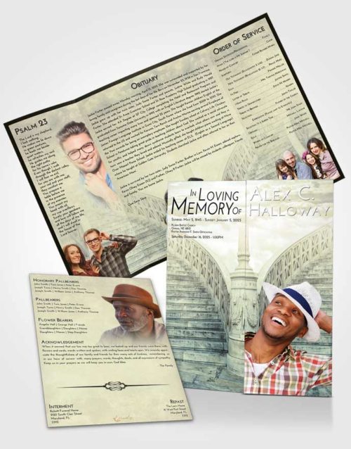 Obituary Funeral Template Gatefold Memorial Brochure At Dusk Stairway of Love
