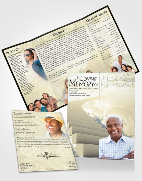 Obituary Funeral Template Gatefold Memorial Brochure At Dusk Stairway to Divinity