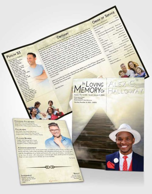 Obituary Funeral Template Gatefold Memorial Brochure At Dusk Stairway to Eternity