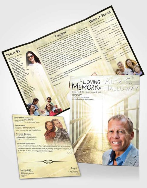 Obituary Funeral Template Gatefold Memorial Brochure At Dusk Stairway to Faith