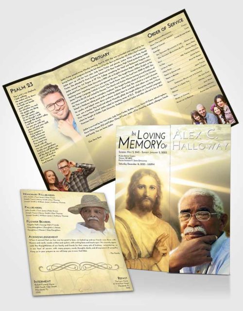 Obituary Funeral Template Gatefold Memorial Brochure At Dusk Star of Jesus