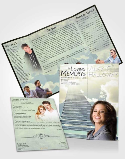 Obituary Funeral Template Gatefold Memorial Brochure At Dusk Steps to Heaven