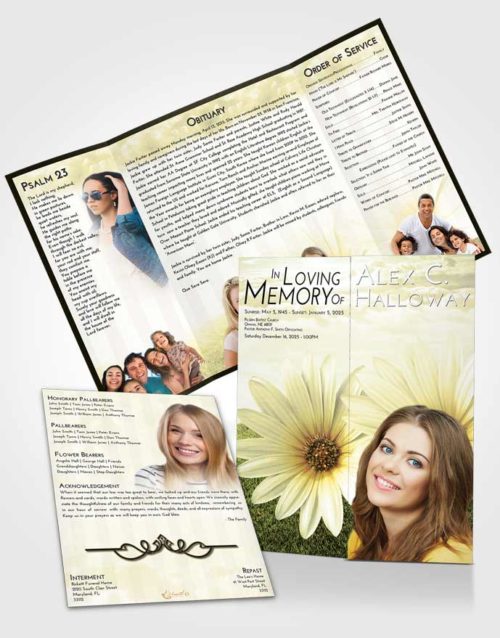 Obituary Funeral Template Gatefold Memorial Brochure At Dusk Summer Flower