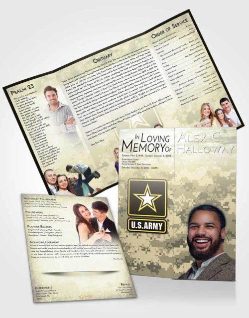 Obituary Funeral Template Gatefold Memorial Brochure At Dusk United States Army