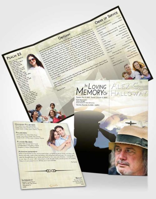 Obituary Funeral Template Gatefold Memorial Brochure At Dusk Veterans Sacrifice