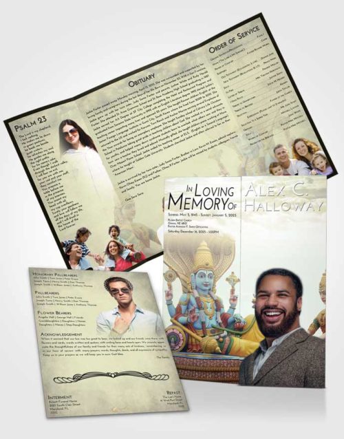 Obituary Funeral Template Gatefold Memorial Brochure At Dusk Vishnu Desire
