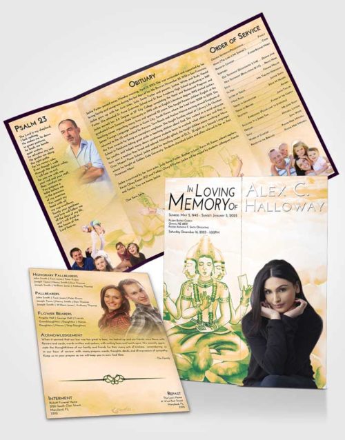 Obituary Funeral Template Gatefold Memorial Brochure Emerald Serenity Brahma Surprise