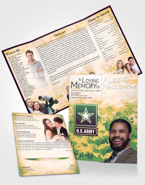 Obituary Funeral Template Gatefold Memorial Brochure Emerald Serenity United States Army