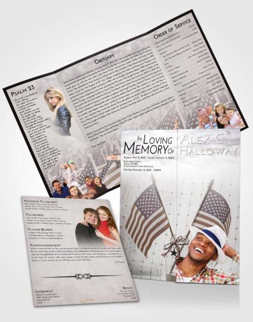 Obituary Funeral Template Gatefold Memorial Brochure Evening American Justice