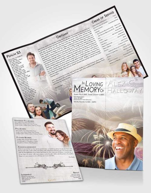 Obituary Funeral Template Gatefold Memorial Brochure Evening American Patriot