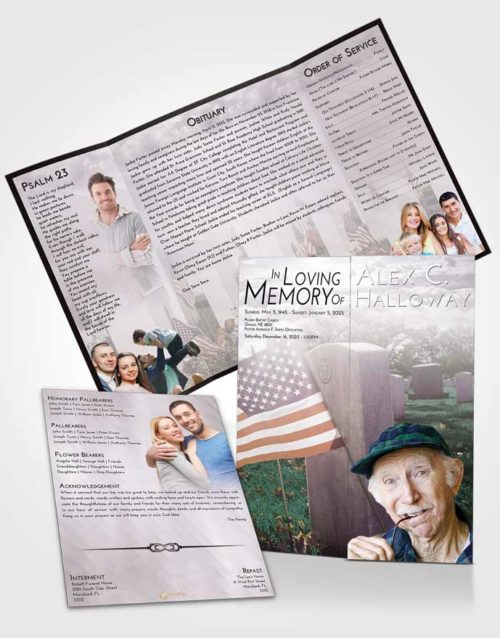 Obituary Funeral Template Gatefold Memorial Brochure Evening American Smile