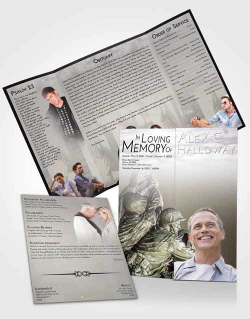 Obituary Funeral Template Gatefold Memorial Brochure Evening Army Grit
