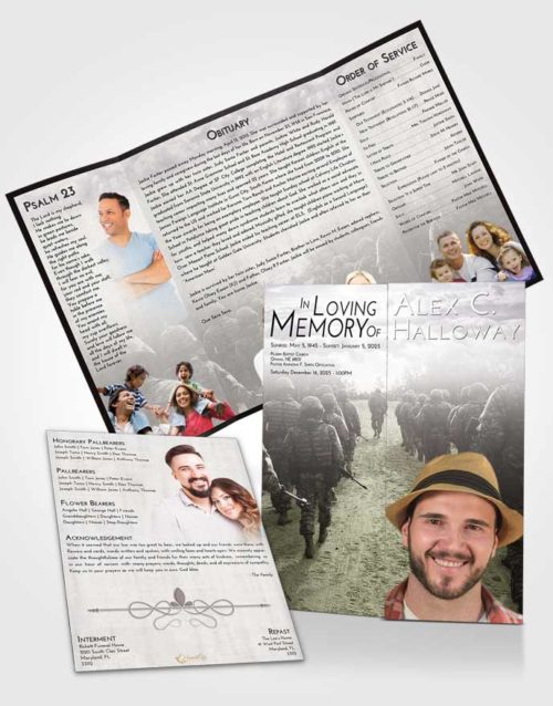 Obituary Funeral Template Gatefold Memorial Brochure Evening Army March