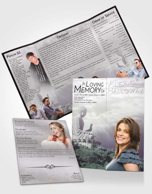 Obituary Funeral Template Gatefold Memorial Brochure Evening Buddha Surprise