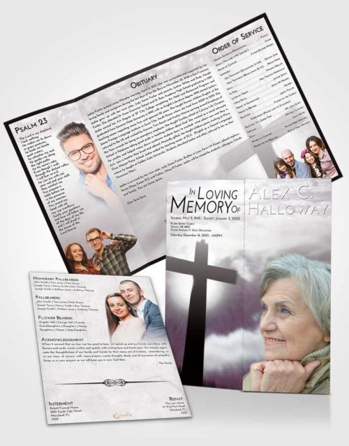 Obituary Funeral Template Gatefold Memorial Brochure Evening Faith in the Cross