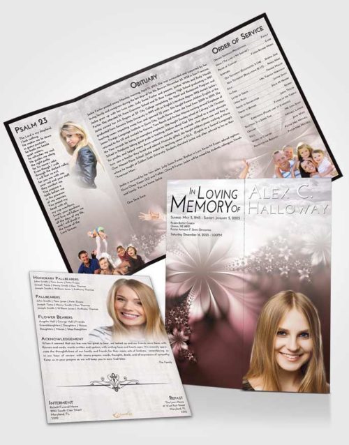 Obituary Funeral Template Gatefold Memorial Brochure Evening Floral Lust