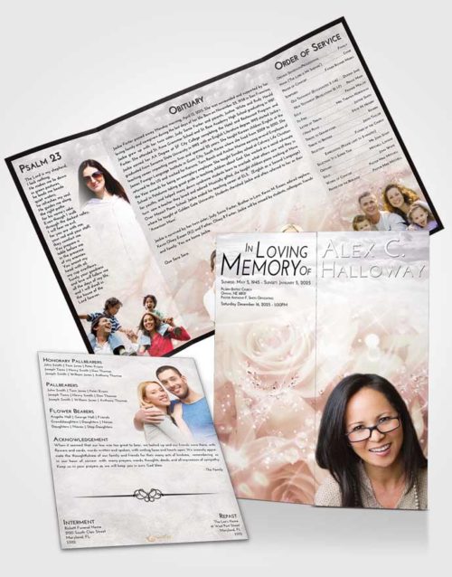 Obituary Funeral Template Gatefold Memorial Brochure Evening Floral Relaxation