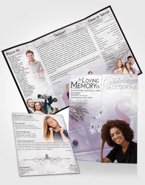 Obituary Funeral Template Gatefold Memorial Brochure Evening Floral Style