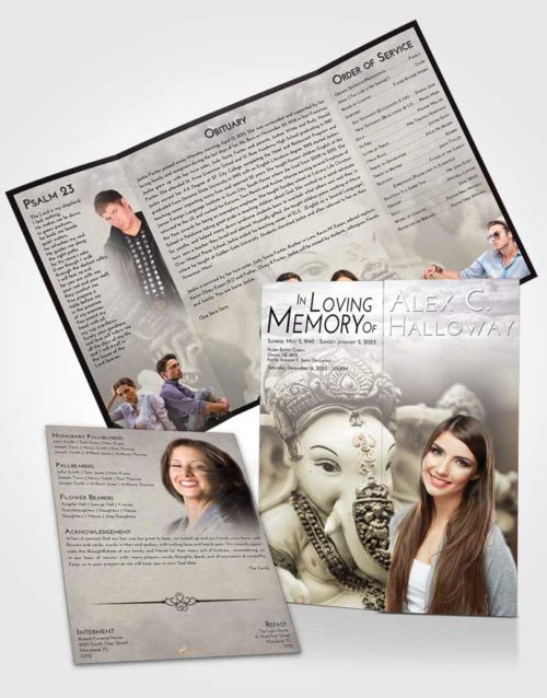 Obituary Funeral Template Gatefold Memorial Brochure Evening Ganesha Desire