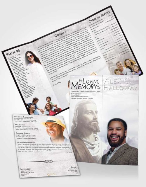 Obituary Funeral Template Gatefold Memorial Brochure Evening Gaze of Jesus