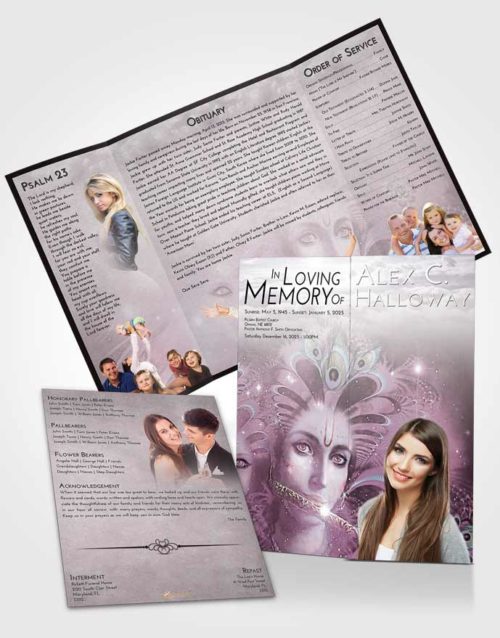 Obituary Funeral Template Gatefold Memorial Brochure Evening Hindu Desire