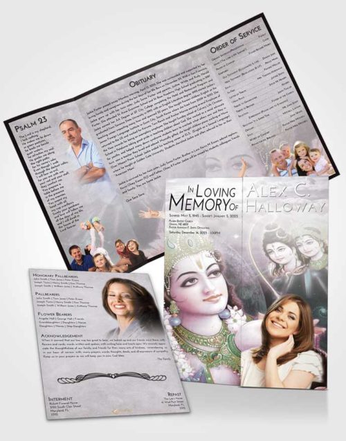 Obituary Funeral Template Gatefold Memorial Brochure Evening Hindu Majesty