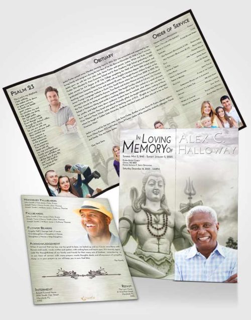 Obituary Funeral Template Gatefold Memorial Brochure Evening Hindu Mystery