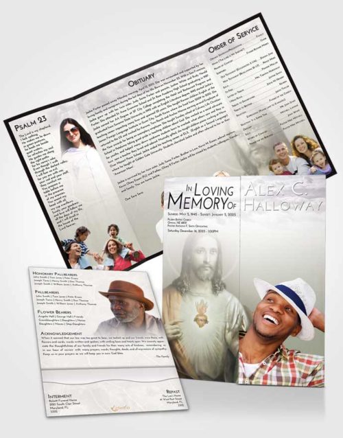 Obituary Funeral Template Gatefold Memorial Brochure Evening Jesus Love