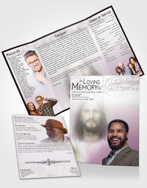 Obituary Funeral Template Gatefold Memorial Brochure Evening Jesus in Heaven