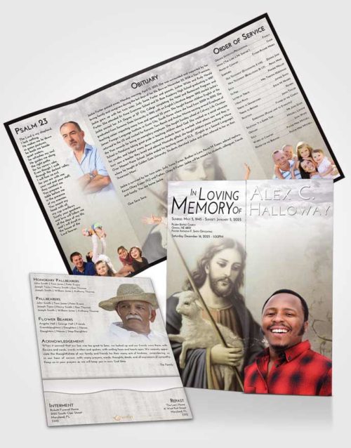 Obituary Funeral Template Gatefold Memorial Brochure Evening Jesus the Savior