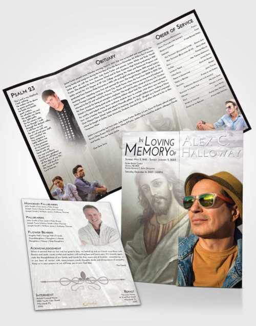 Obituary Funeral Template Gatefold Memorial Brochure Evening Life of Jesus