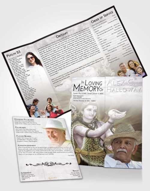 Obituary Funeral Template Gatefold Memorial Brochure Evening Lord Shiva Excellence