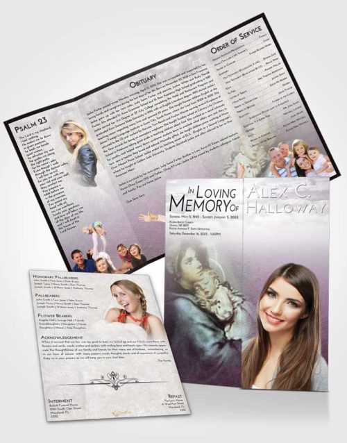 Obituary Funeral Template Gatefold Memorial Brochure Evening Mary and Jesus