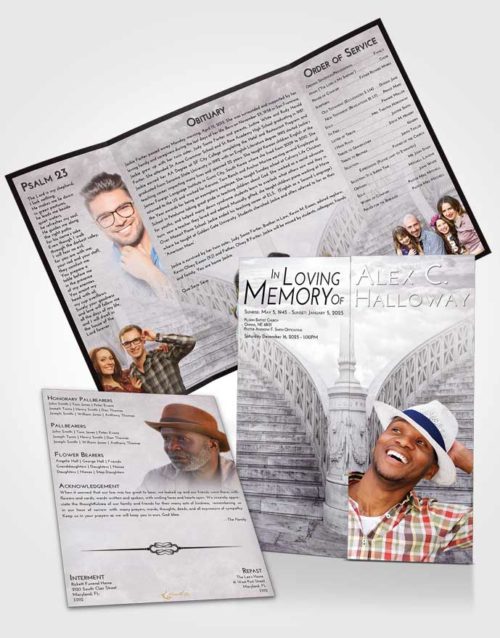 Obituary Funeral Template Gatefold Memorial Brochure Evening Stairway of Love