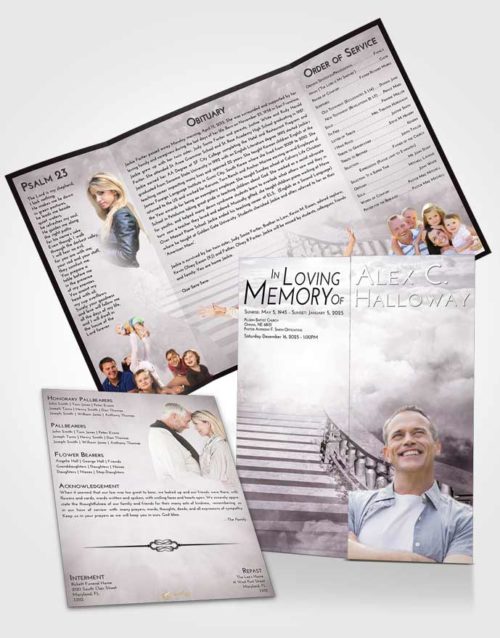 Obituary Funeral Template Gatefold Memorial Brochure Evening Stairway to Freedom