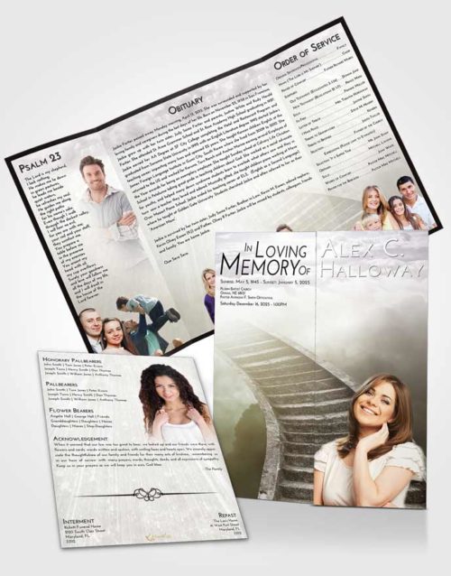Obituary Funeral Template Gatefold Memorial Brochure Evening Stairway to Magnificence