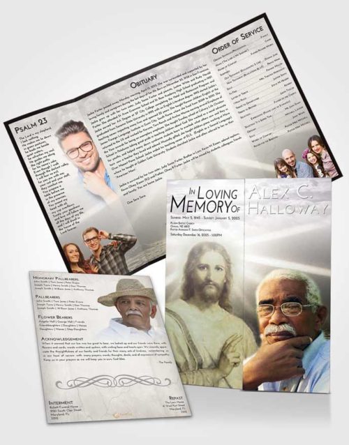 Obituary Funeral Template Gatefold Memorial Brochure Evening Star of Jesus