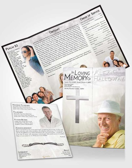Obituary Funeral Template Gatefold Memorial Brochure Evening The Cross of Life