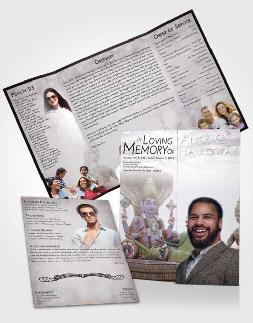 Obituary Funeral Template Gatefold Memorial Brochure Evening Vishnu Desire