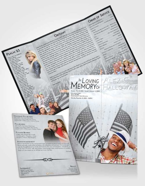 Obituary Funeral Template Gatefold Memorial Brochure Freedom American Justice
