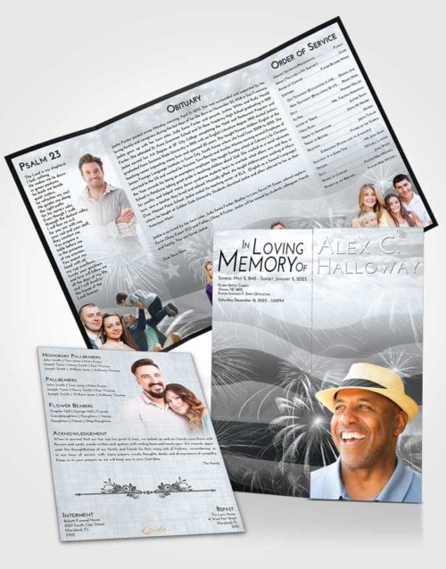 Obituary Funeral Template Gatefold Memorial Brochure Freedom American Patriot