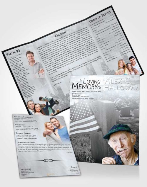Obituary Funeral Template Gatefold Memorial Brochure Freedom American Smile