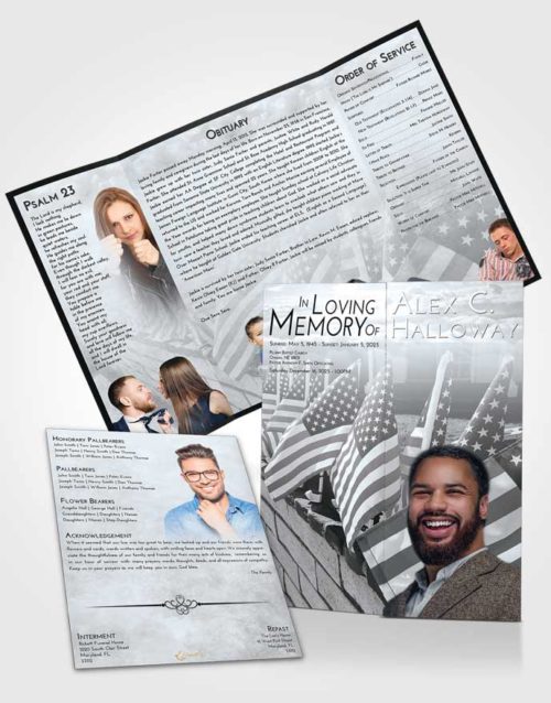 Obituary Funeral Template Gatefold Memorial Brochure Freedom American Victory